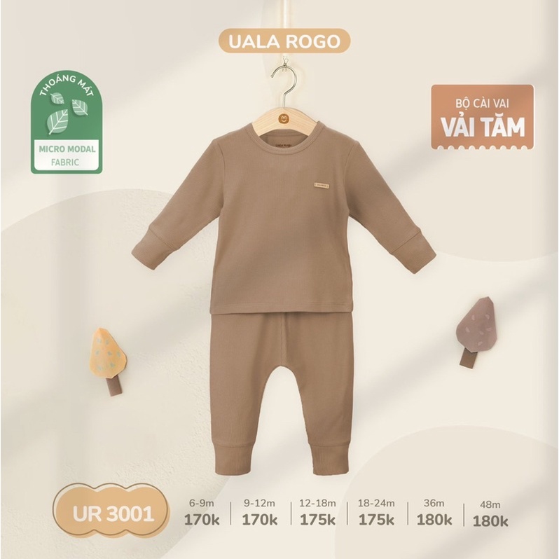 UALAROGO - Bộ dài tay Ualarogo vải tăm cho bé trai/bé gái