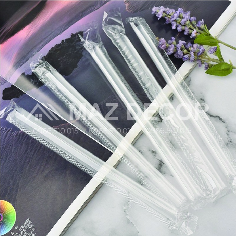 Giá sỉ Ống hút nhựa sinh tố trà sữa có bọc màng phi 8-12 màu Trắng/Đen gói 500g hàng công ty nhựa an toàn cho sức khỏe