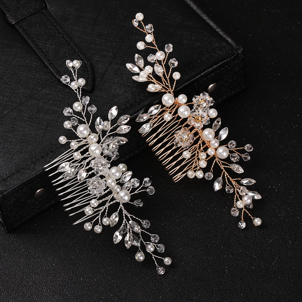 Lược cài tóc đính hạt ngọc trai cho cô dâu