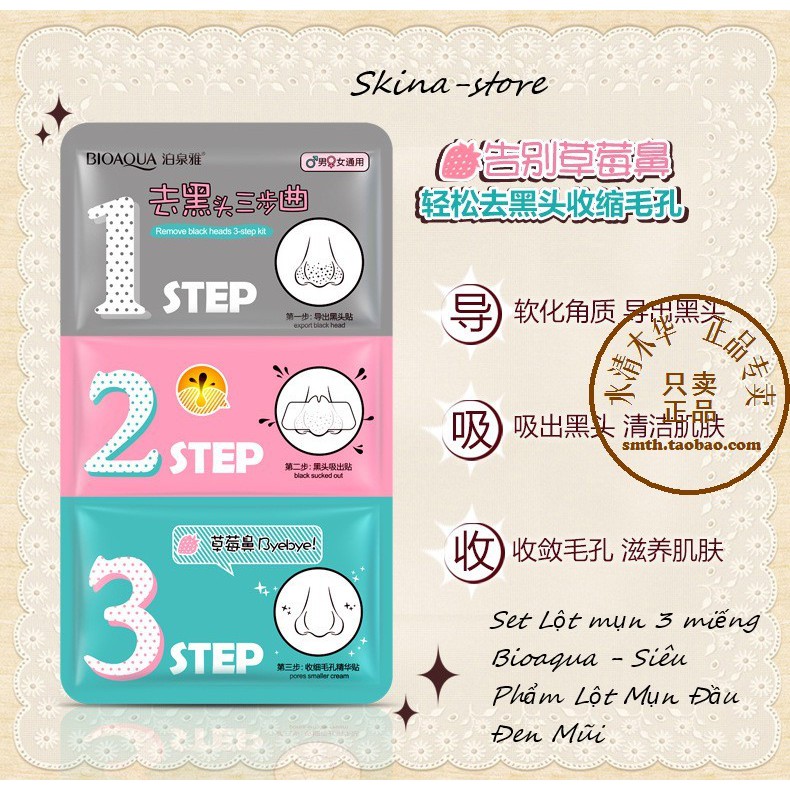 Set Lột mụn 3 miếng Bioaqua - Siêu Phẩm Lột Mụn Đầu Đen Mũi | BigBuy360 - bigbuy360.vn