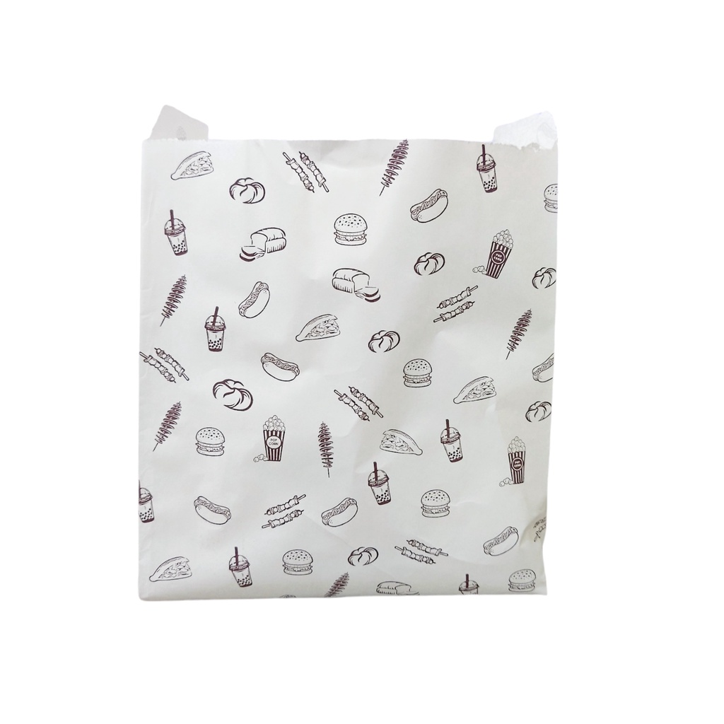 100 túi đựng ,gà rán, khoai tây, hambuger bánh bao nhiều họa tiết giấy Kraft Nhật 100gsm tiện lợi-thegioiinan2021