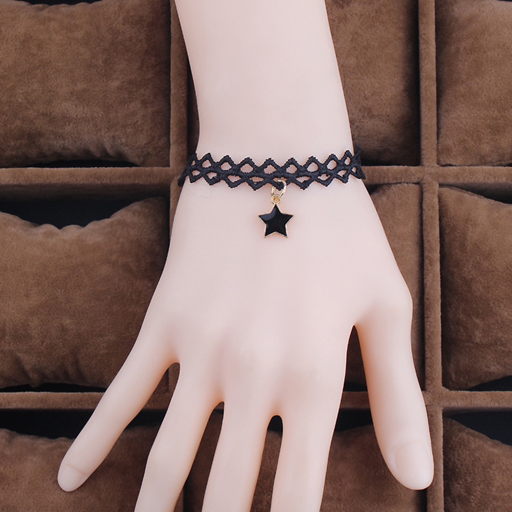 Vòng Tay Phối Ren Mặt Ngôi Sao Phong Cách Gothic Cho Nữ