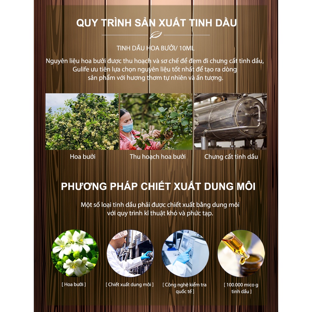 Tinh dầu thiên nhiên Hoa bưởi nguyên chất Gulife Essential Oil, xông phòng làm thơm và thư giãn, kiểm định COA 10-50ml