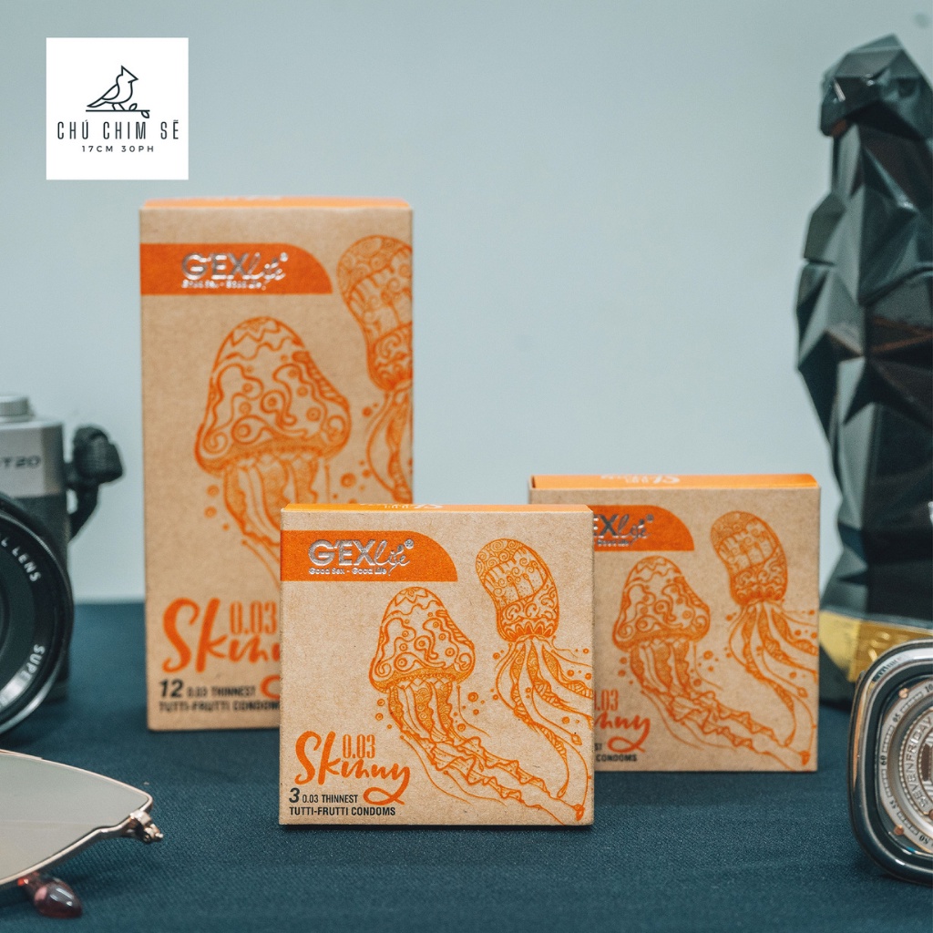 Bao cao su GEXlife Skinny 0.03 siêu mỏng - Chú Chim Sẽ