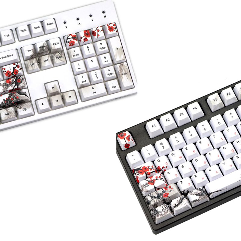 zzz* 5 Sides Dye-Sublimation 108 Keys PBT OEM Profile Keycap Wangjiang Plum Blossom