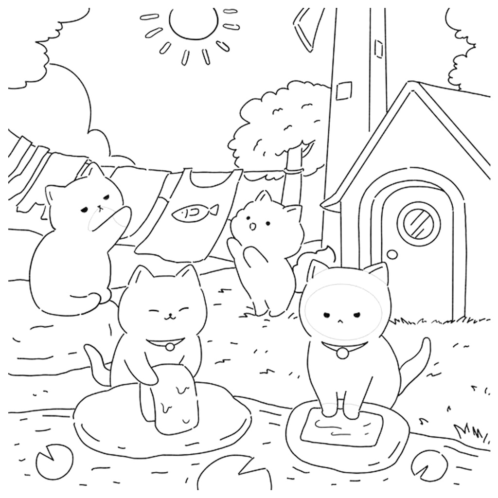 Bộ 20 tranh tô màu Happy cat giấy dầy đẹp