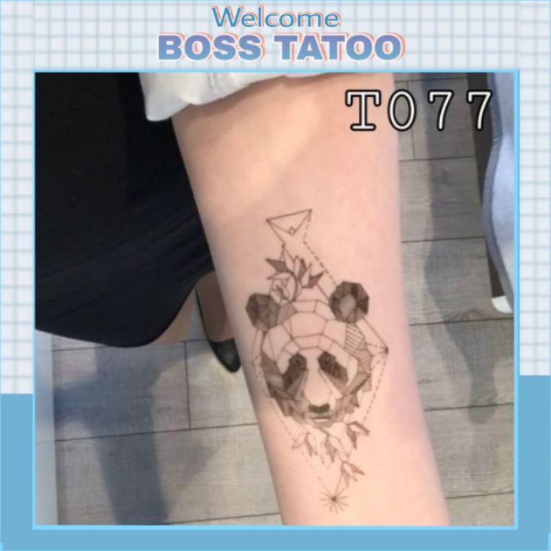 Hình xăm tatoo gấu trúc T077.Xăm dán tatoo mini tạm thời, size &lt;10x6cm
