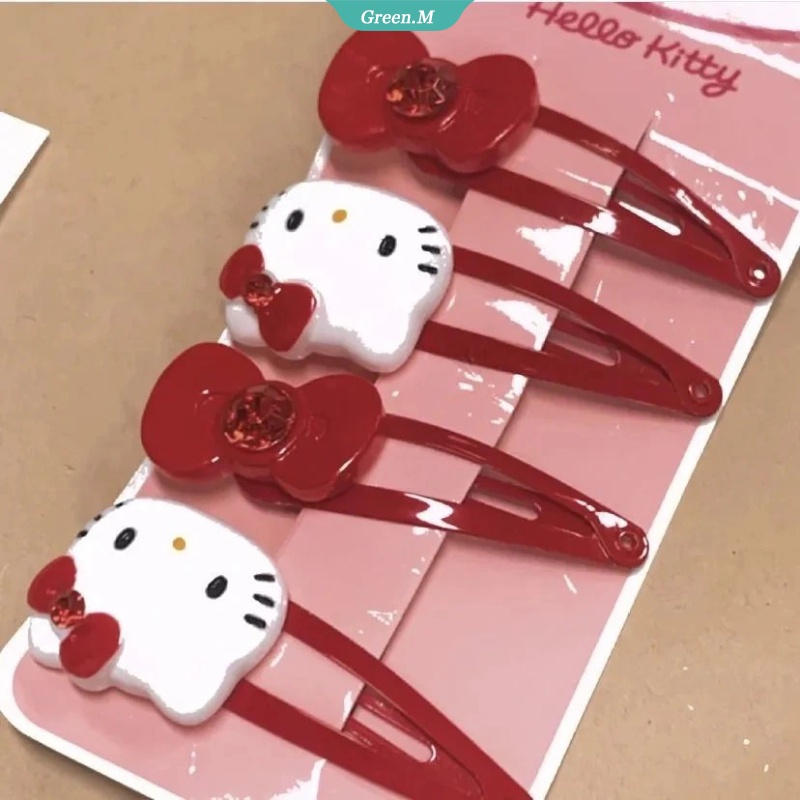 SANRIO Bộ 4 Kẹp Tóc Nơ Hình Hello Kitty Cho Bé Gái
