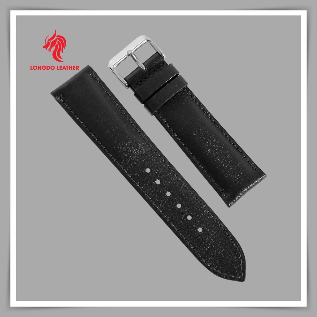 Dây đồng hồ 20mm da bò chống thấm nước - Đủ size 12/14/16/18/20/22/24 - Thương hiệu Longdo Leather - FLEXIBLE