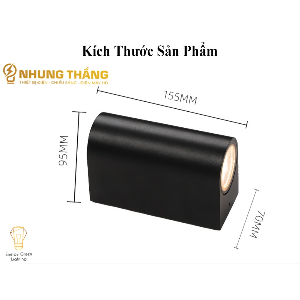 Đèn Hắt Tường Chống Nước 2 Đầu Chiếu Sáng DT-1842 10W Ánh Sáng Vàng Thân Nhôm - Chip Led Siêu Sáng - Bảo Hành 1 Năm