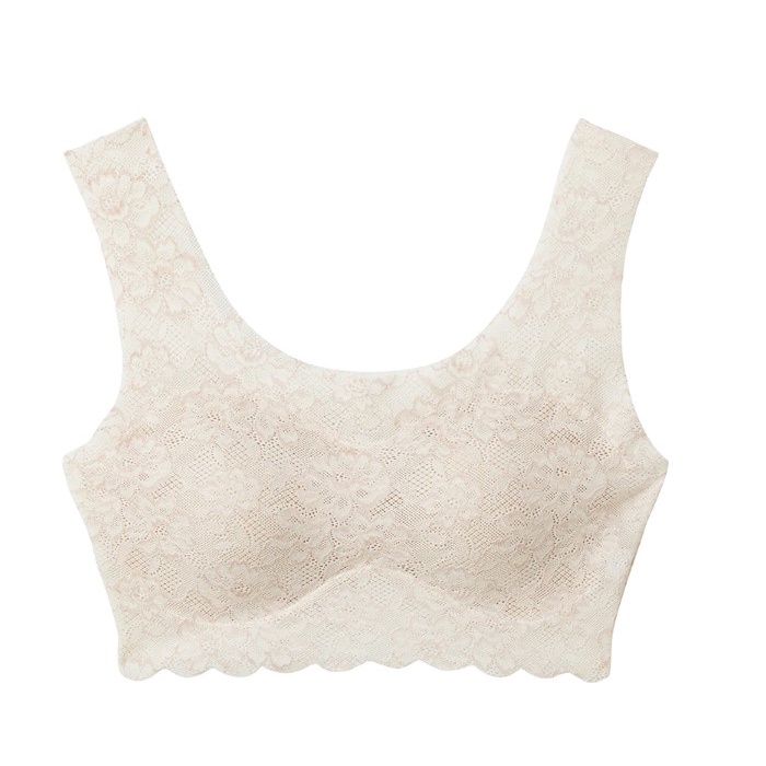 Áo lót nữ ren Halftop Cherish Moon Gunze TC4855 không gọng, không đường viền, không móc cài nội địa Nhật