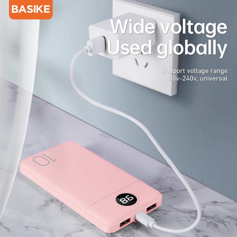 Sạc Dự Phòng 10000mAh 20000mAh BASIKE PT126P Hồng Tím 2 đầu ra USB &amp; 2 đầu vào Android / Type-C - Bảo hành 12 tháng