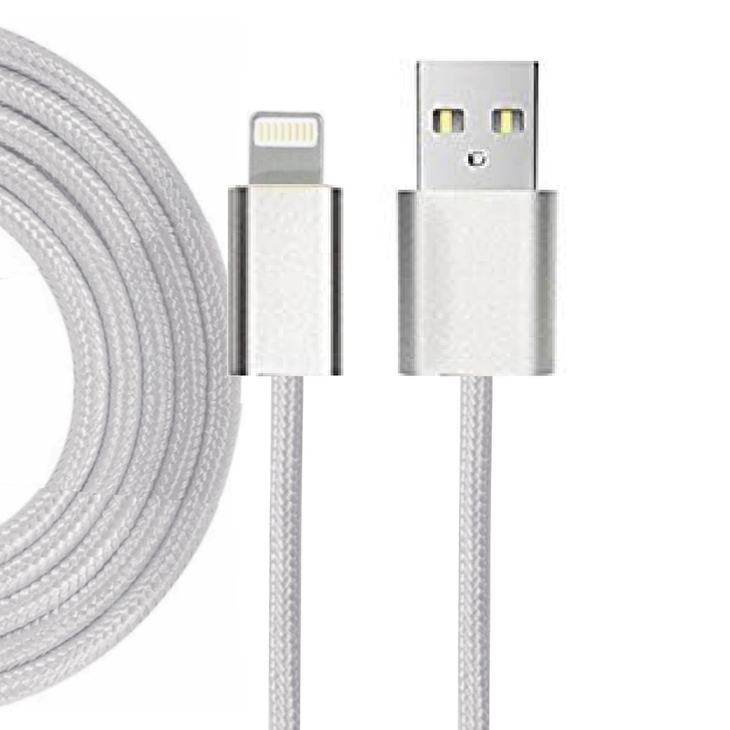 CÁP DÙ SẠC NHANH IPHONE 3 MÉT - MÀU BẠC