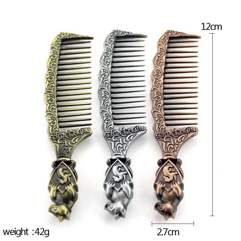 Hogwarts Jewelry Comb Magic Hair Comb Salon Styling Tools Cool Gift Hufflepuff Badge Comb Men and Women Personal Gift