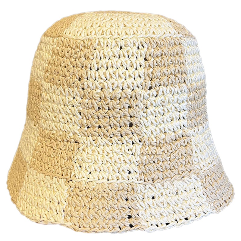 Mũ Bucket Đan Cói Vành Rộng Họa Tiết Bàn Cờ Vua Thời Trang Xuân Hè Cho Nam Và Nữ