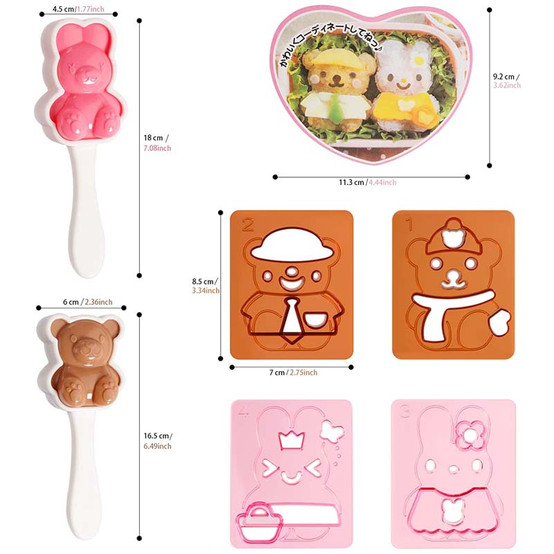 Bộ Khuôn Làm Cơm Nắm Hình Thỏ / Gấu Dễ Thương DIY