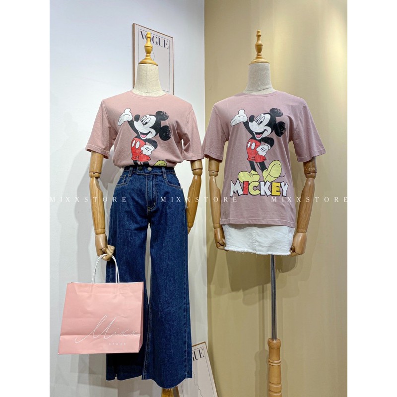 Áo Thun Nữ Tay Ngắn hoạ tiết mickey thun mềm mịn phom suông rộng thoải mái cá tính thời trang MIXX S