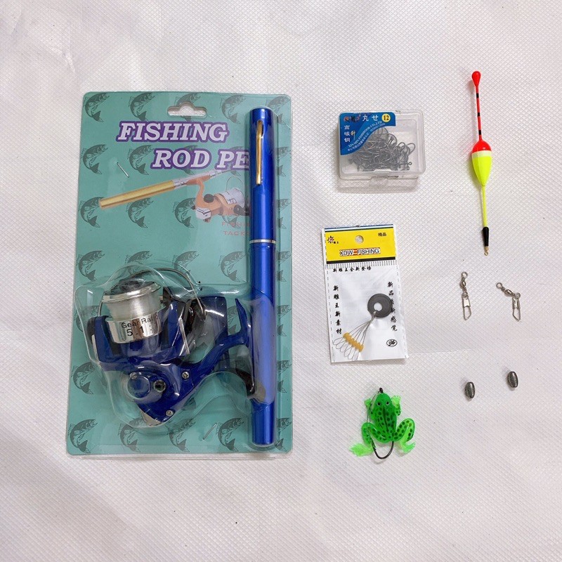 Bộ cần câu bút máy đứng đầy đủ phụ kiện, tải cá 6kg y hình