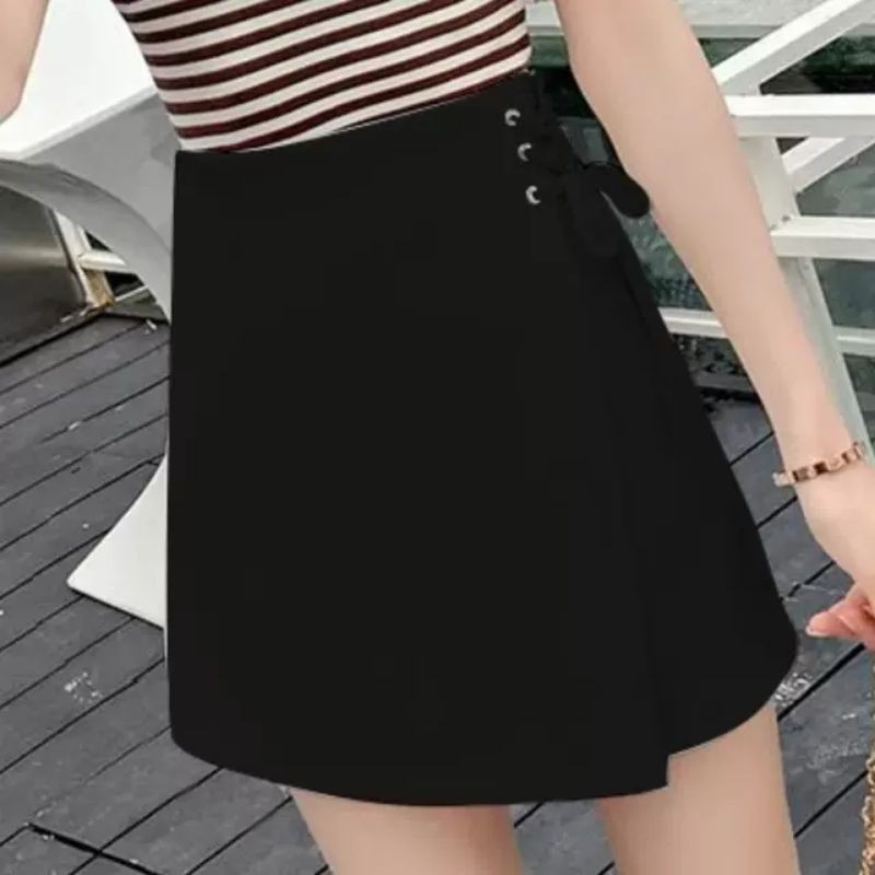 Quần short giả váy ngắn - Màu Đen from vừa cạp chun Quần sooc đùi nữ giả kiểu chất umi Mặc công sở đi chơi học làm ở nhà