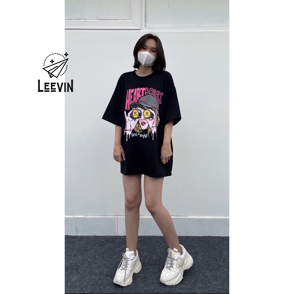 Áo Thun Nam Nữ NELLY Heart Break Form Rộng Ulzzang Unisex - Kiểu áo form rộng tay lỡ Local Brand Leevin Store