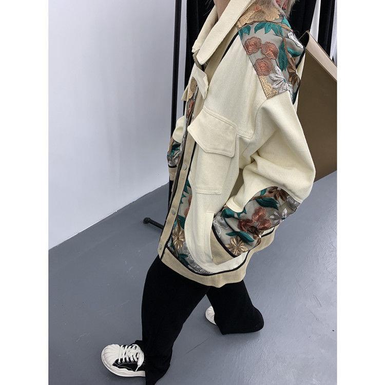 Áo khoác dáng rộng thêu họa tiết phong cách hiphop thời trang cá tính cho nam