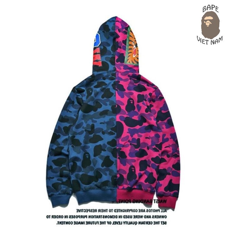 [Ảnh thật + FREESHIP] Jacket Bape Shark Half Camo fullzip , Áo Hoodie Bape Cá Ngáo