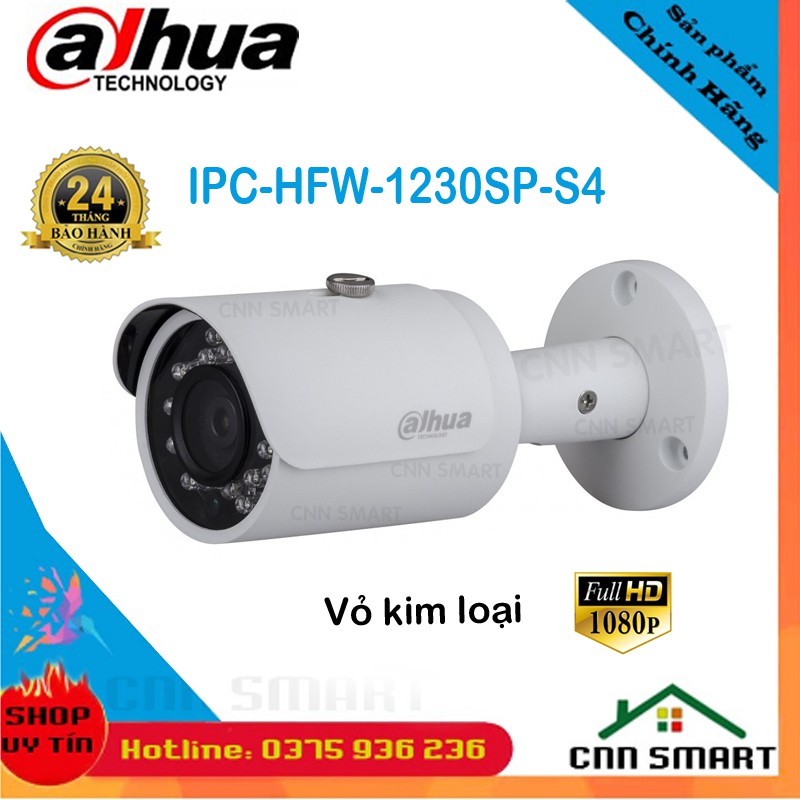 Camera IP Thân Dahua IPC-HFW 1230SP-S4 Camera lắp cho đầu ghi IP NVR2104 NVR2108 NVR1104HS NVR1108HS - Chính hãng BH24TH