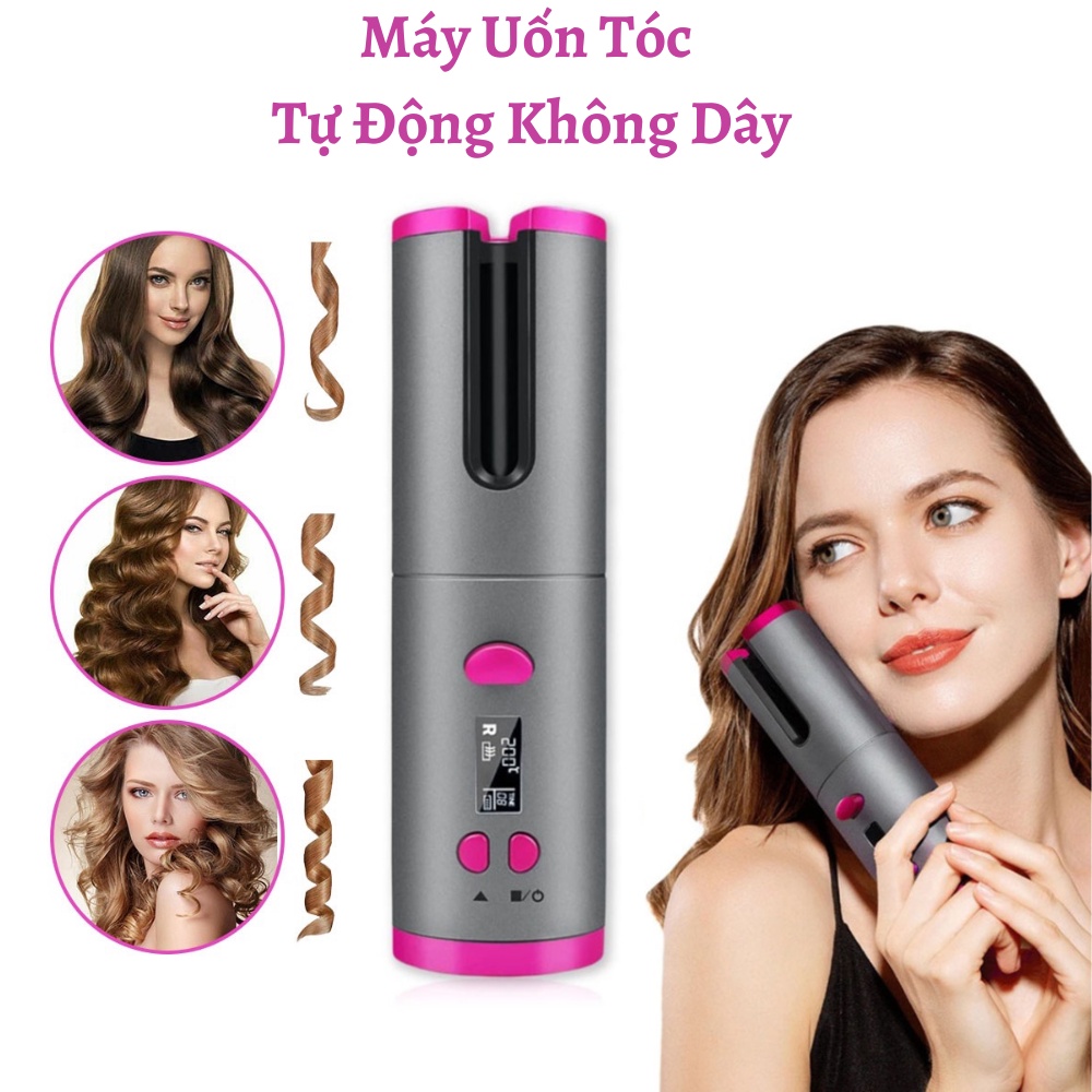 Máy Uốn Tóc Xoăn Tự Động Không Dây Nhiều Mức Độ Xoăn Chế Độ Tùy Chỉnh Tích Điện 60 Phút