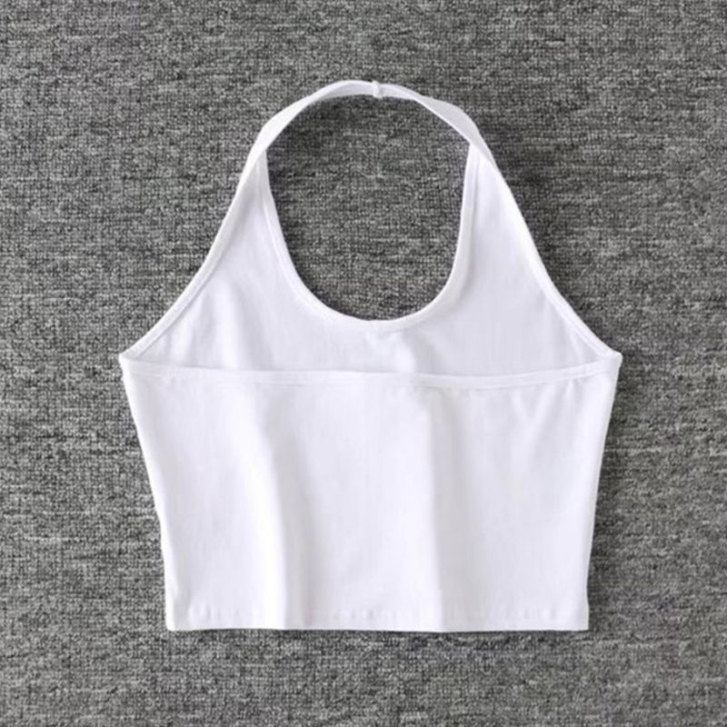 Áo Croptop Sát Nách Cổ Tròn Khoét Sâu Màu Sắc Đơn Giản Cho Nữ