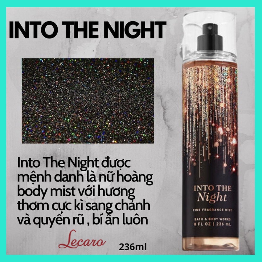 Body Mist  INTO THE NIGHT 236ML, Xịt Khử Mùi Toàn Thân, Nước Hoa Thơm Lâu, Nội Địa Trung LECARO