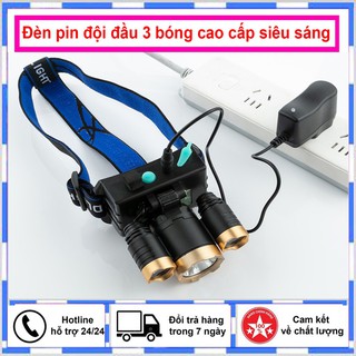 Đèn pin đội đầu 3 bóng cao cấp siêu sáng "