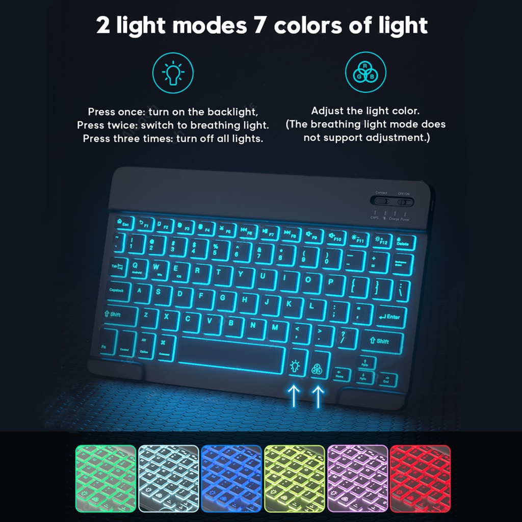 NIXXOS Bao Da Có Bàn Phím Bluetooth Không Dây Có Đèn LED Nền 7 Màu Cho iPad 10.2&quot; iPad 7th/8th/9th Gen 10.9&quot; Air4/Air