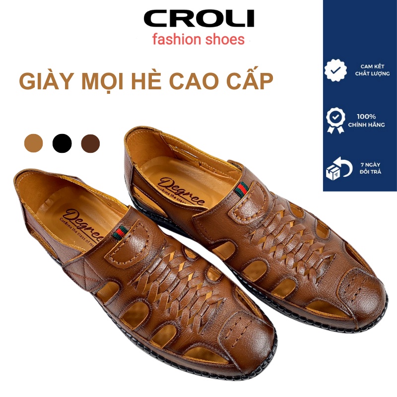 Giày da nam đột lỗ thoáng khí CROLI GH01. Giày hè nam thoáng mát không hôi chân hot nhất 2022