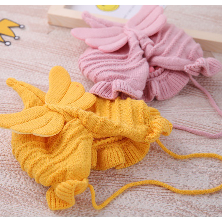Mũ len 2 lớp ấm áp cánh thiên thần cho bé 6 tháng đến 2 tuổi
