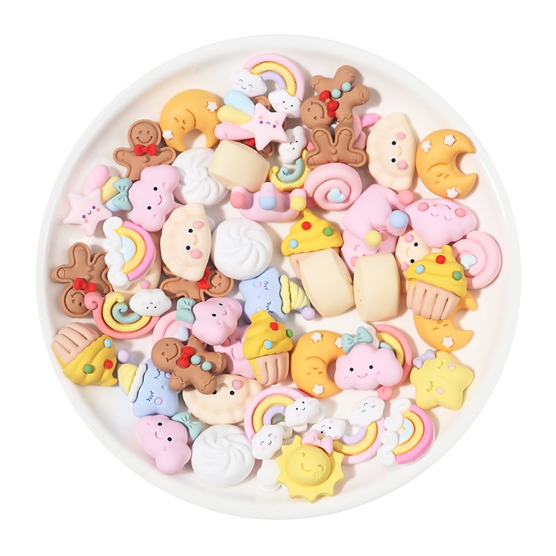 Bộ 10 miếng resin dán trang trí điện thoại hình đám mây/cầu vồng đáng yêu