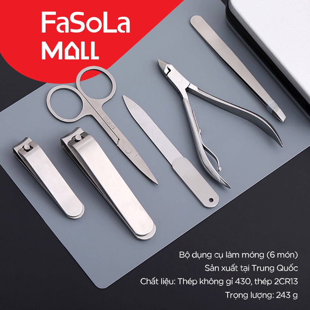 Bộ dụng cụ làm móng 6 món thép không gỉ FASOLA FSLJY-360