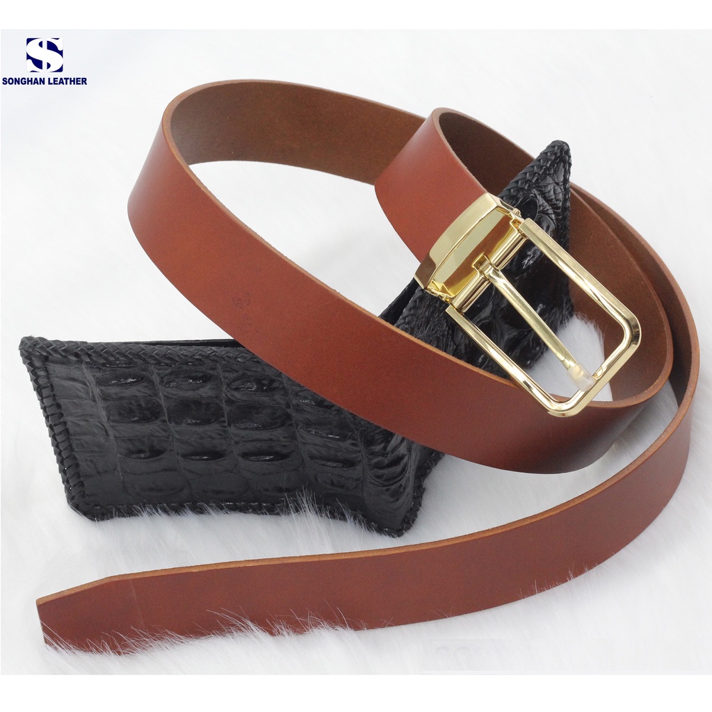 Dây Thắt Lưng Da Bò Nguyên Tấm, DâyNịt Nam Da Bò Khóa Kim Cao Cấp Songhan Leather MB02, Bảo Hành 12 Tháng