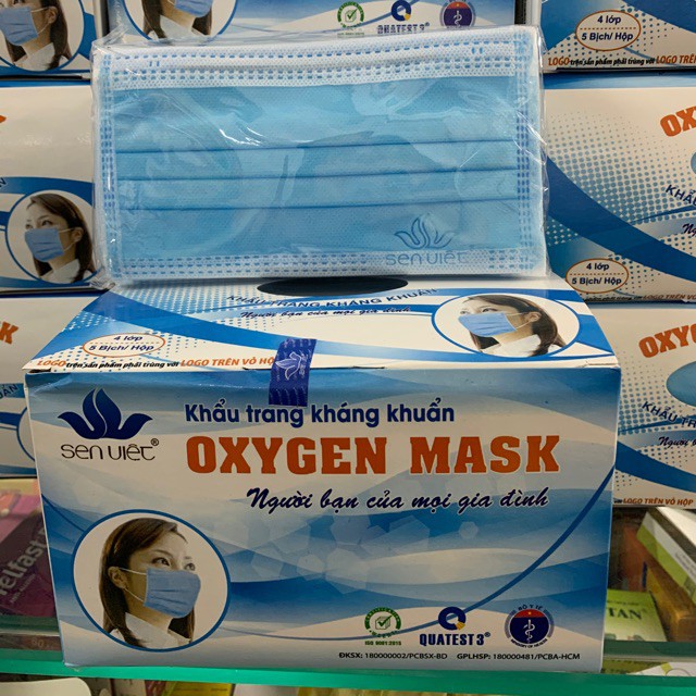 Khẩu Trang OxyGen Mask Sen Việt 4 Lớp Than Hoạt Tính | Hộp 50 Cái.