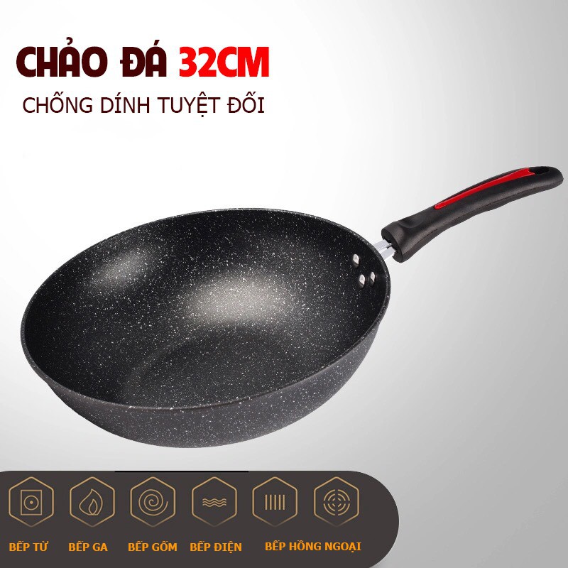 CHẢO ĐÁ CHỐNG DÍNH MEN HOA CƯƠNG đa năng - Dùng cho cả bếp từ