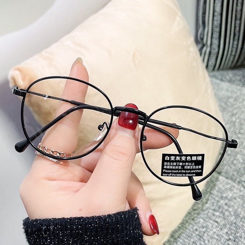 Mắt Kính Gọng Tròn Kim Loại Chống Ánh Sáng Xanh Thời Trang Retro Cho Nam Nữ