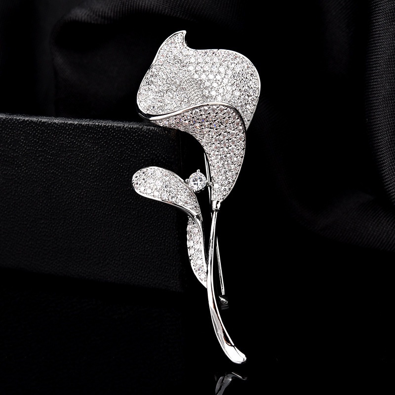 Ghim Cài Áo Hình Hoa Tulip Đính Đá Nhân Tạo Thời Trang Cho Nữ