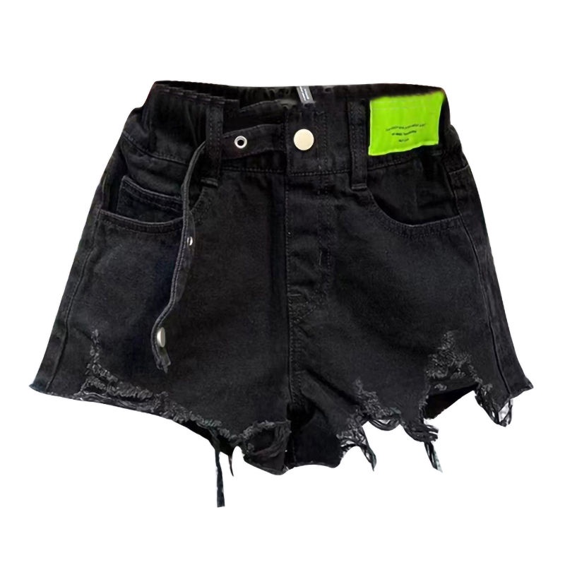 [Hàng Mới Về] Quần Short Denim Dáng Rộng Rách Tua Rua Phong Cách Hàn Quốc Cho Bé Gái