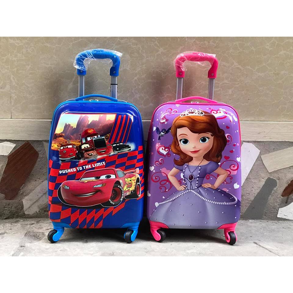 Vali du lịch in hình 2 mặt cho bé. Size 16in