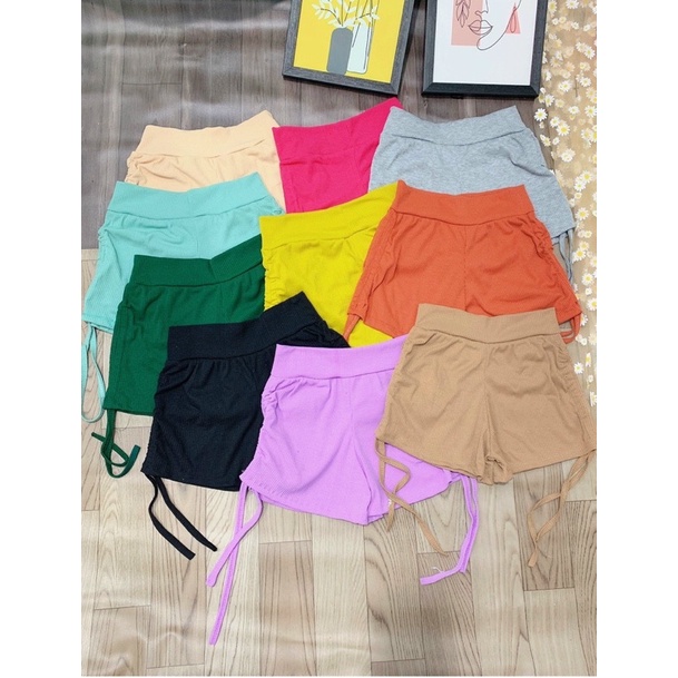 Quần đùi dây rút 2 bên đen trắng xám