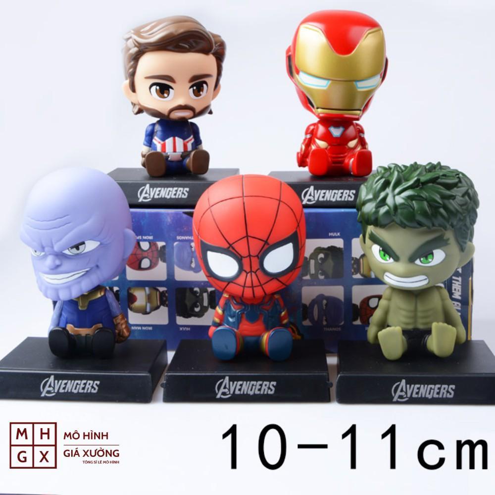 Mô hình Siêu anh hùng lắc đầu chibi cute dễ thương, Avengers Marver DC Iron Man, Captain America, Người Nhện, Hulk