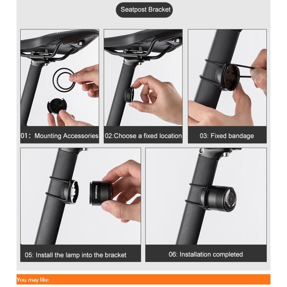 [Fulfilled by Shopee] Đèn LED gắn sau yên xe đạp Rockbros 7 màu trong 1 đẹp mắt an toàn