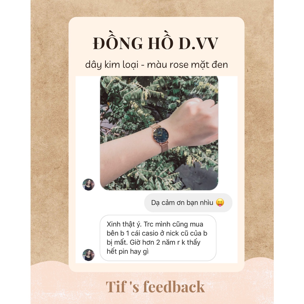 Đồng hồ nữ dây kim loại D.VV PETlTE rose mặt đen đồng hồ nữ đẹp cao cấp thon gọn Watchesbytif size 28mm & 32mm | BigBuy360 - bigbuy360.vn