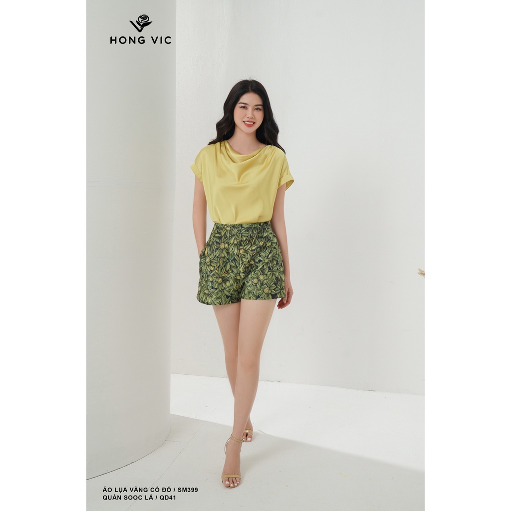 Quần sooc nữ Hong Vic thiết kế họa tiết lá QD41