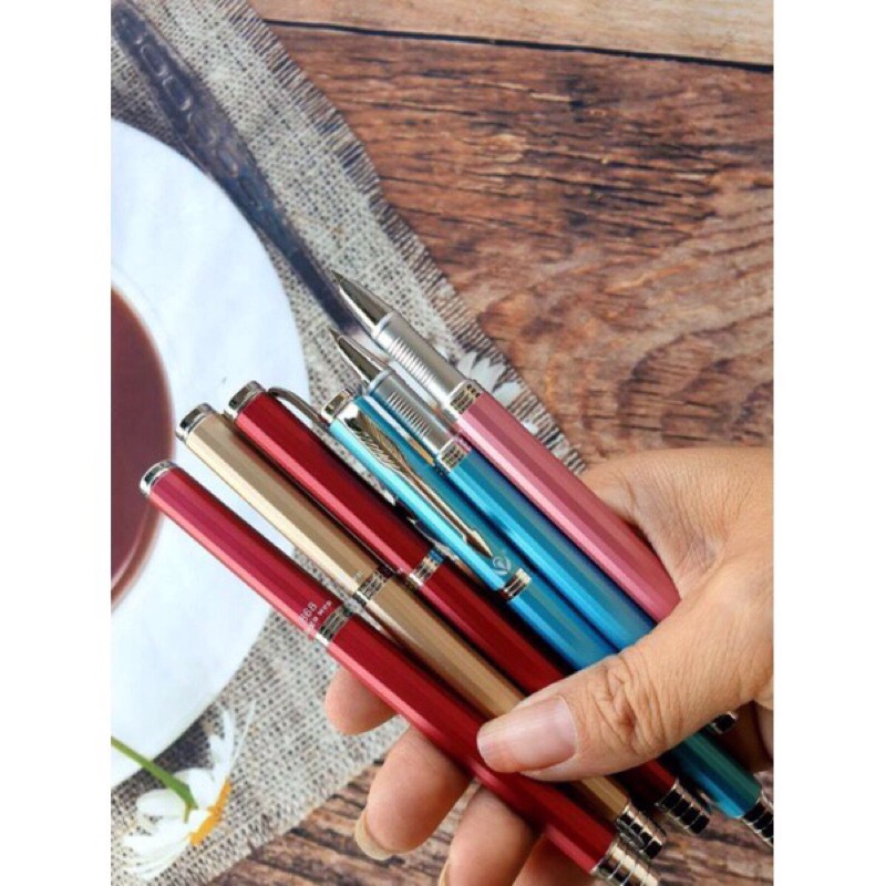 Bút máy 868 Ngòi kim tinh lá tre tự tạo thanh đậm