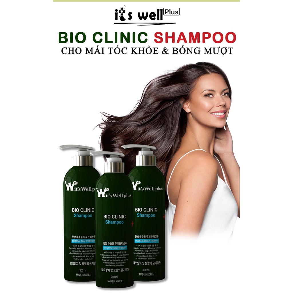 Dầu gội ngăn rụng tóc, phục hồi tóc hư tổn it's Well plus Bio Clinic Shampoo 380ml